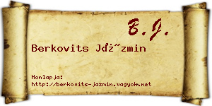 Berkovits Jázmin névjegykártya